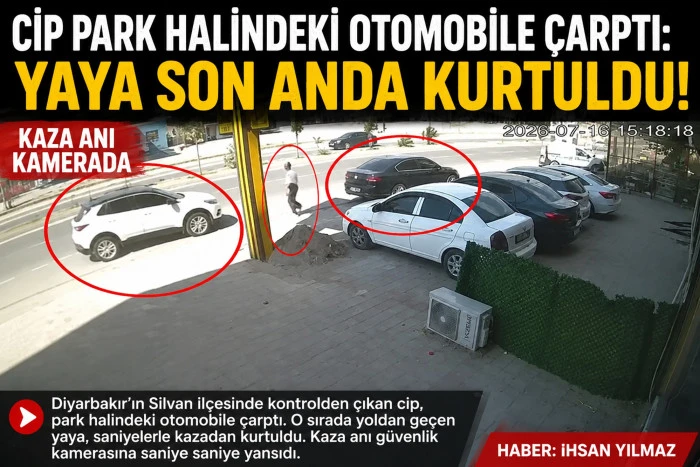 Cip Park Halindeki Otomobile &Ccedil;arptı: Yaya Son Anda Kurtuldu