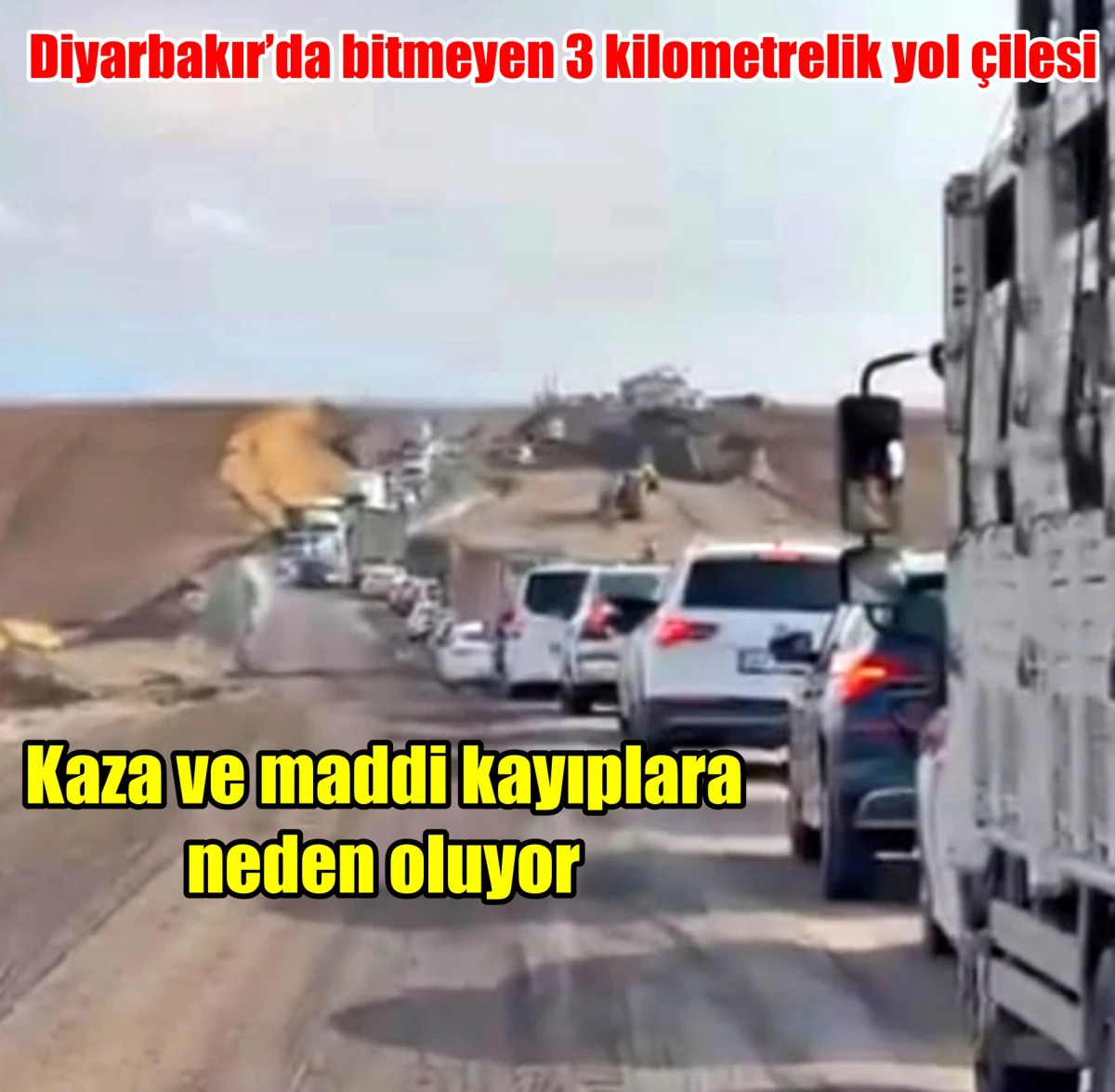 Diyarbakır’da bitmeyen 3 kilometrelik yol çilesi