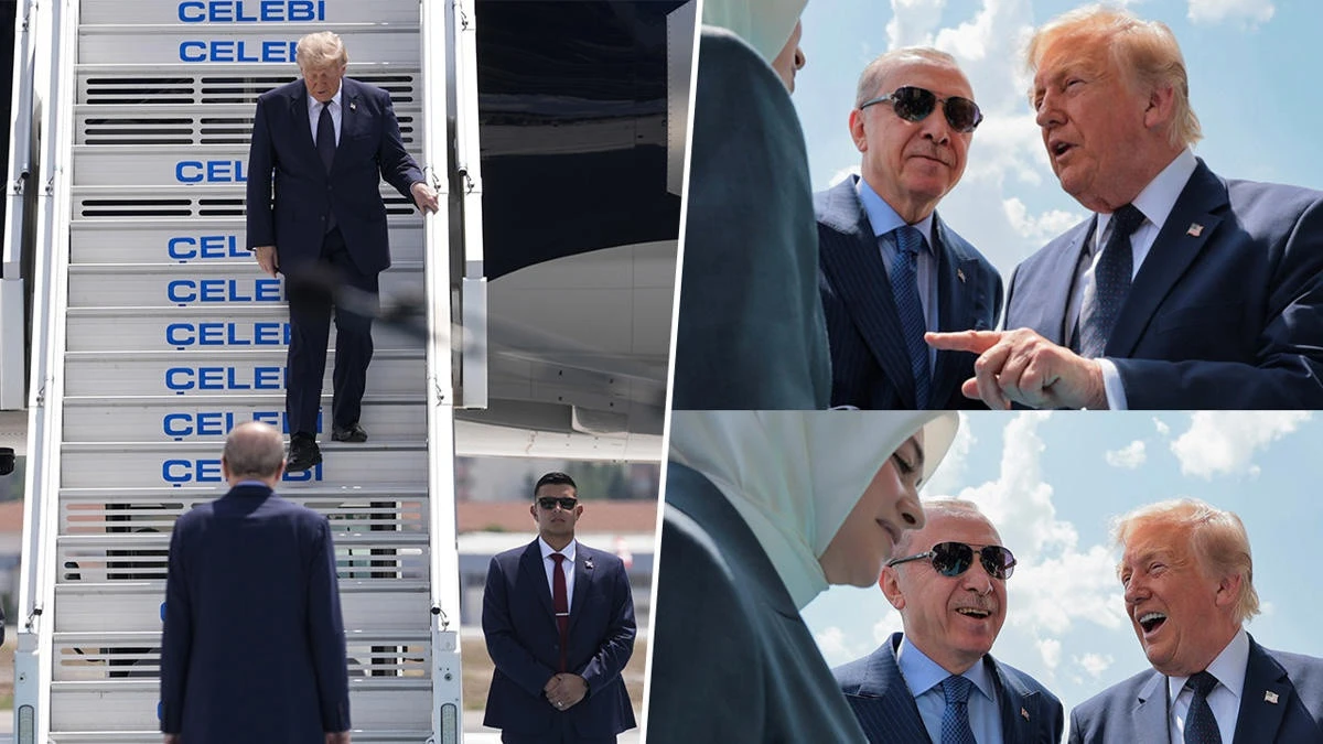 Erdoğan Trump&rsquo;ı u&ccedil;ağın kapısında karşıladı