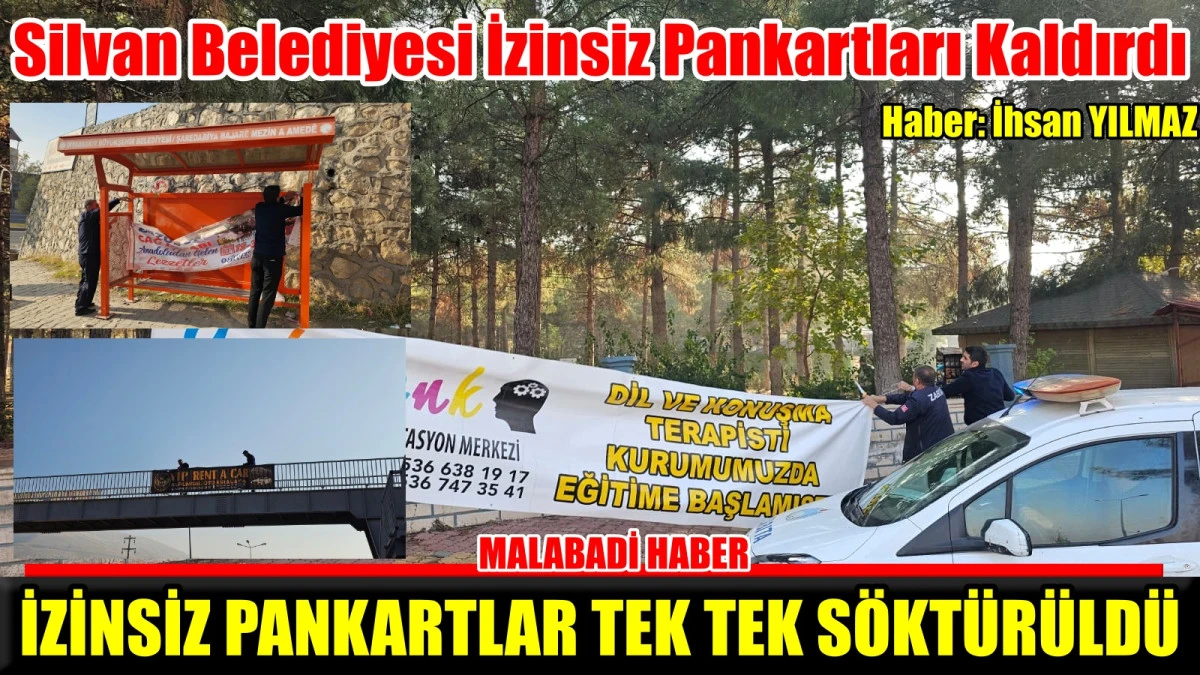 Silvan Belediyesi İzinsiz Pankartları Kaldırdı