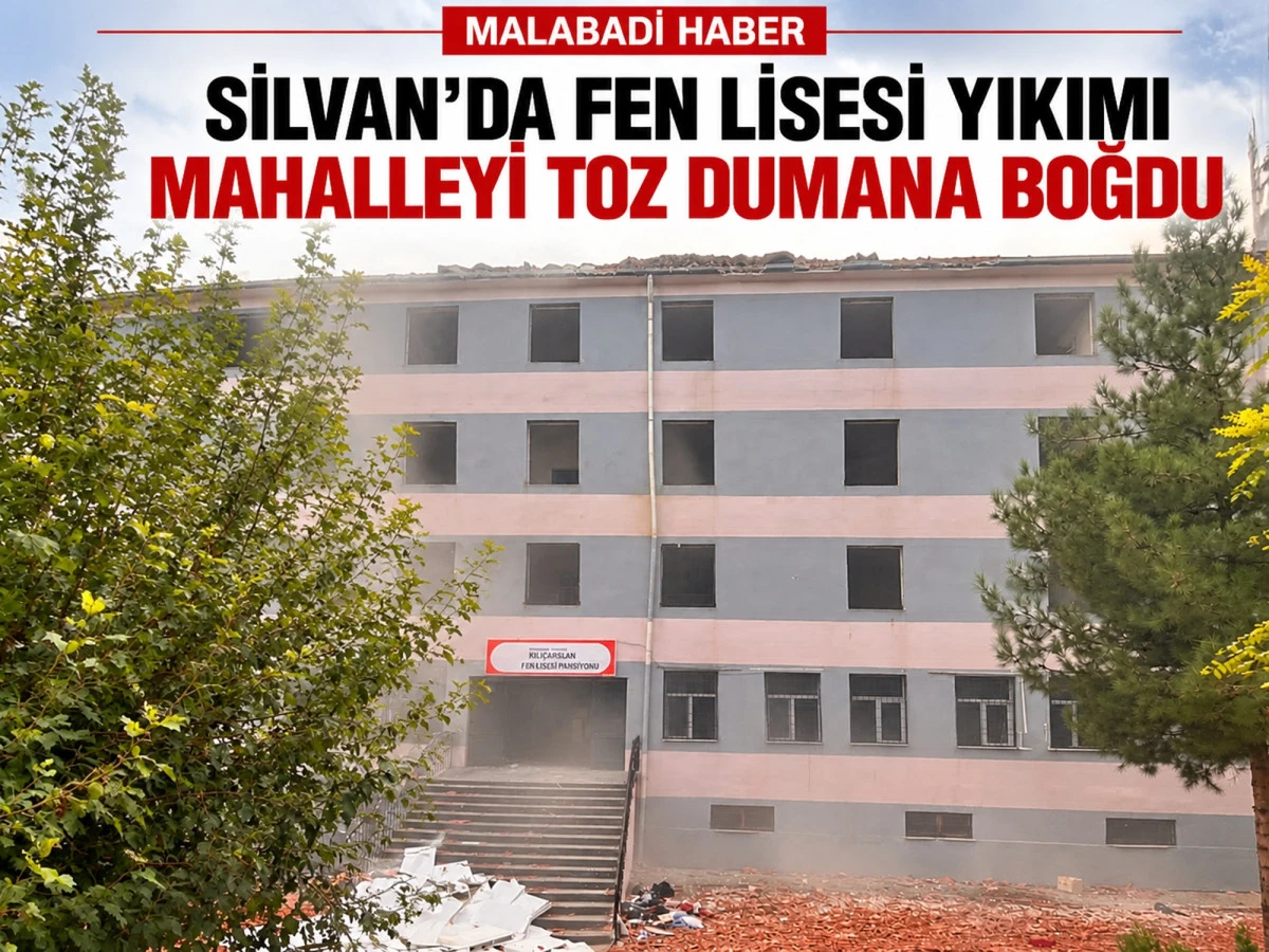 Silvan&rsquo;da Fen Lisesi Yıkımı Mahalleliyi Toz Dumana Boğdu