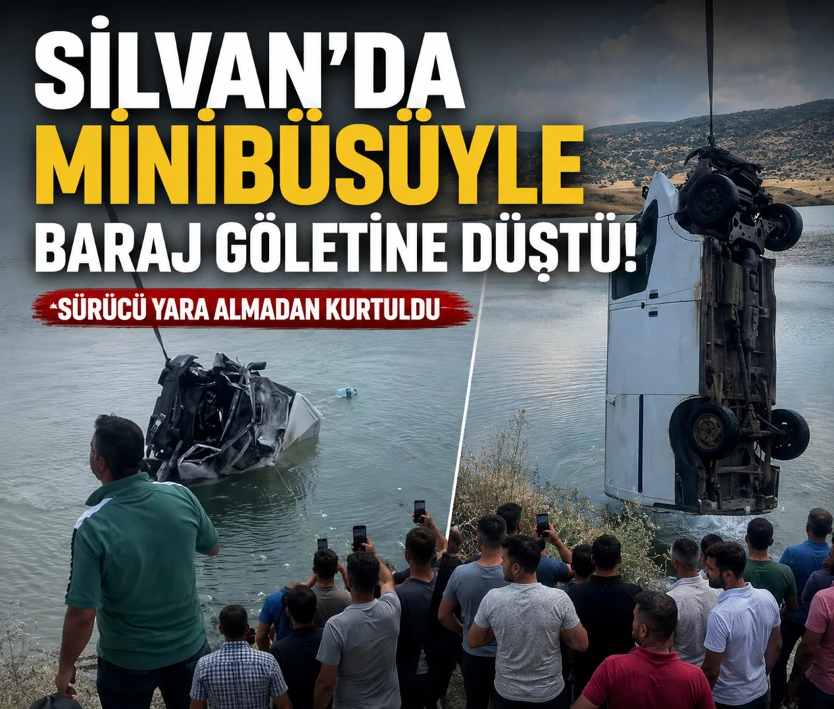 Silvan&rsquo;da Minib&uuml;s&uuml;yle Baraj G&ouml;letine D&uuml;şt&uuml;