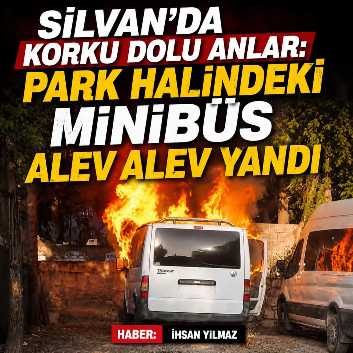 Silvan&rsquo;da park halindeki minib&uuml;s yandı