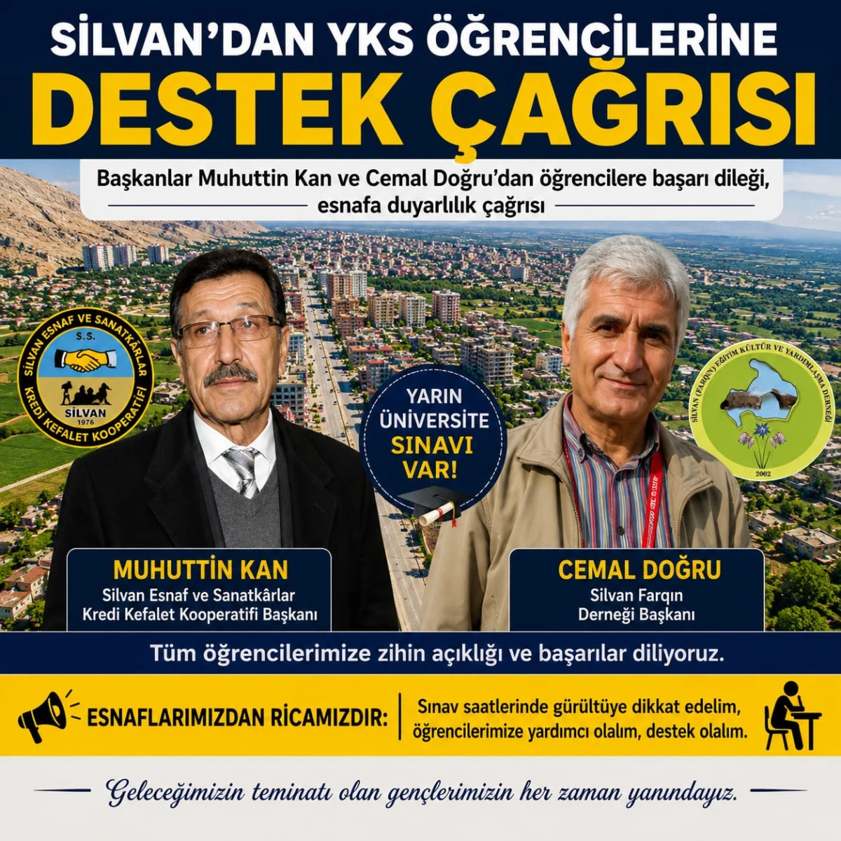 Silvan&rsquo;dan YKS&rsquo;ye Girecek &Ouml;ğrencilere Başarı Mesajı